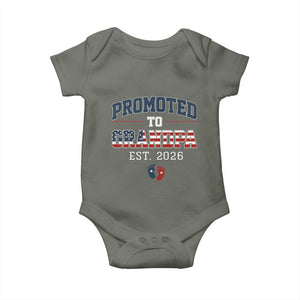 Patriotic Promoted To Grandpa Est 2026 Baby Onesie US Flag New Father Gift TS12 Military Green Print Your Wear