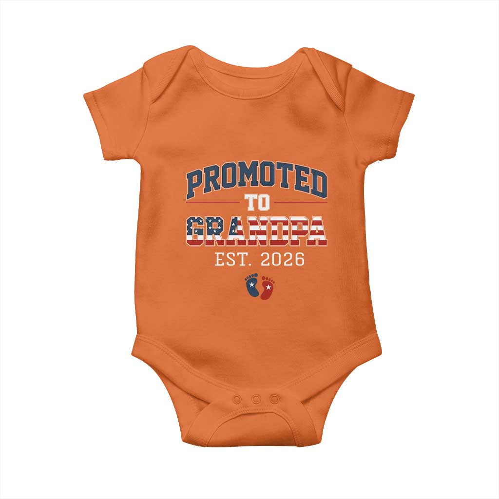 Patriotic Promoted To Grandpa Est 2026 Baby Onesie US Flag New Father Gift TS12 Orange Print Your Wear