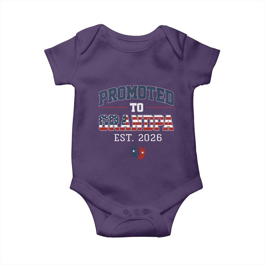 Patriotic Promoted To Grandpa Est 2026 Baby Onesie US Flag New Father Gift TS12 Purple Print Your Wear