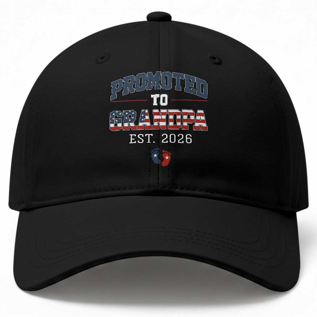 Patriotic Promoted To Grandpa Est 2026 Baseball Cap US Flag New Father Gift