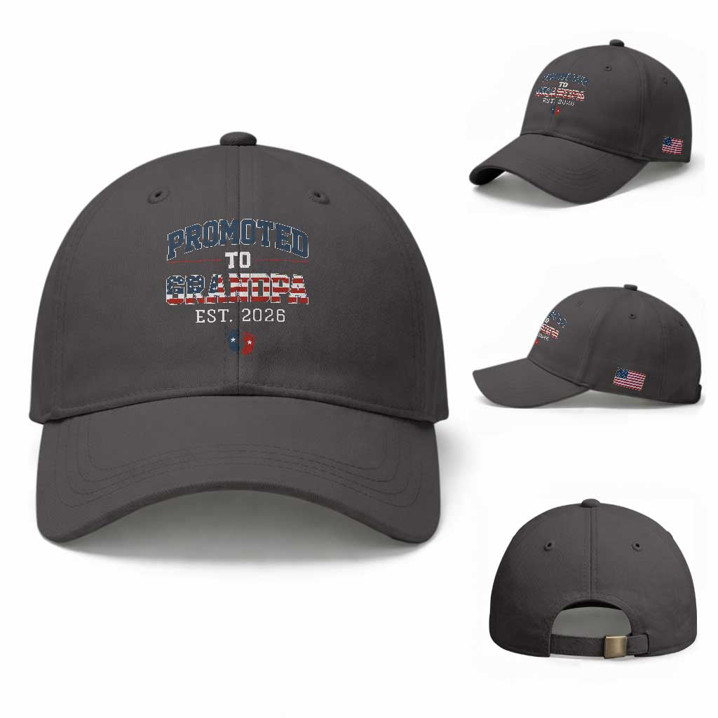 Patriotic Promoted To Grandpa Est 2026 Baseball Cap US Flag New Father Gift