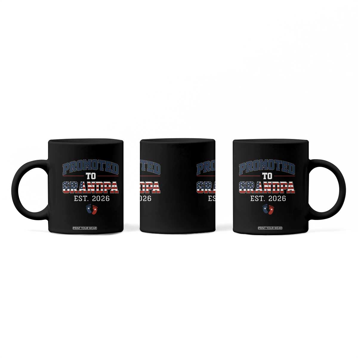 Patriotic Promoted To Grandpa Est 2026 Coffee Mug US Flag New Father Gift TS12 Print Your Wear