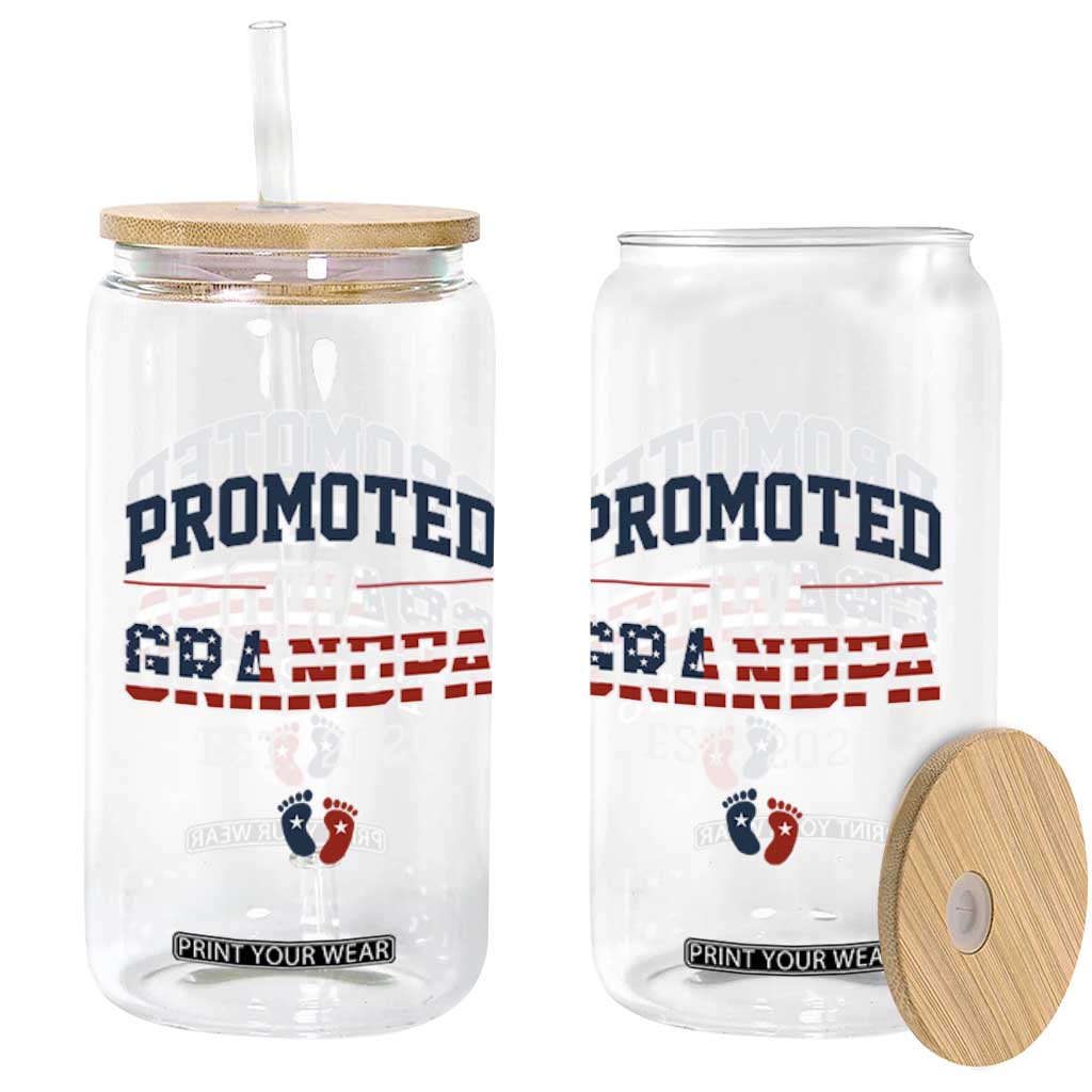 Patriotic Promoted To Grandpa Est 2026 Glass Can US Flag New Father Gift TS12 Print Your Wear