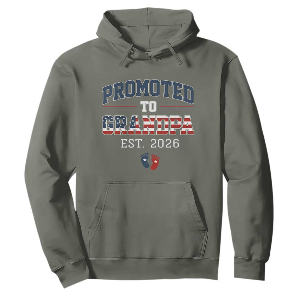 Patriotic Promoted To Grandpa Est 2026 Hoodie US Flag New Father Gift TS12 Military Green Print Your Wear