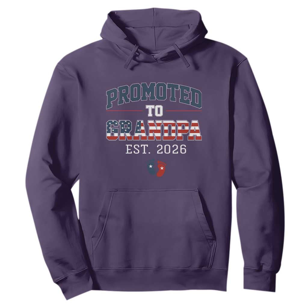 Patriotic Promoted To Grandpa Est 2026 Hoodie US Flag New Father Gift TS12 Purple Print Your Wear