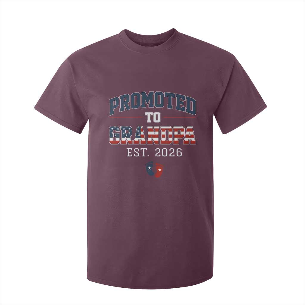 Patriotic Promoted To Grandpa Est 2026 T Shirt For Kid US Flag New Father Gift TS12 Maroon Print Your Wear