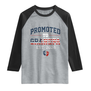 Patriotic Promoted To Grandpa Est 2026 Raglan Shirt US Flag New Father Gift TS12 Heather Gray Black Print Your Wear
