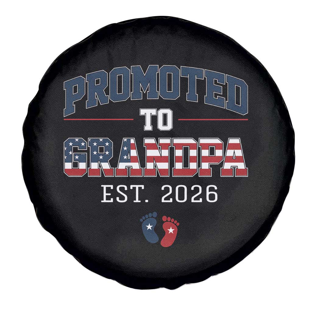Patriotic Promoted To Grandpa Est 2026 Spare Tire Cover US Flag New Father Gift TS12 Print Your Wear