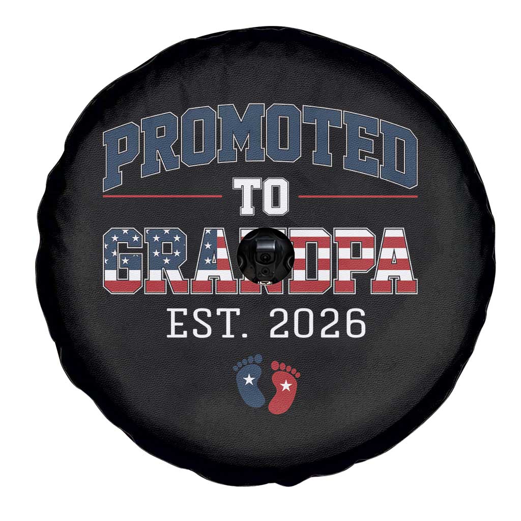 Patriotic Promoted To Grandpa Est 2026 Spare Tire Cover US Flag New Father Gift TS12 Print Your Wear