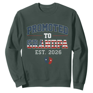 Patriotic Promoted To Grandpa Est 2026 Sweatshirt US Flag New Father Gift TS12 Dark Forest Green Print Your Wear