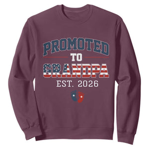 Patriotic Promoted To Grandpa Est 2026 Sweatshirt US Flag New Father Gift TS12 Maroon Print Your Wear