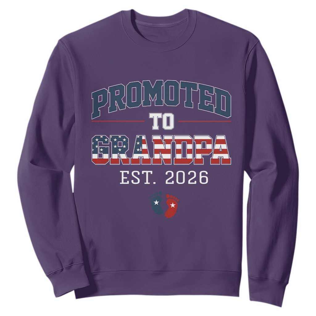 Patriotic Promoted To Grandpa Est 2026 Sweatshirt US Flag New Father Gift TS12 Purple Print Your Wear