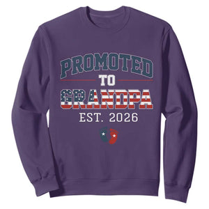 Patriotic Promoted To Grandpa Est 2026 Sweatshirt US Flag New Father Gift TS12 Purple Print Your Wear