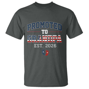 Patriotic Promoted To Grandpa Est 2026 T Shirt US Flag New Father Gift TS12 Dark Heather Print Your Wear