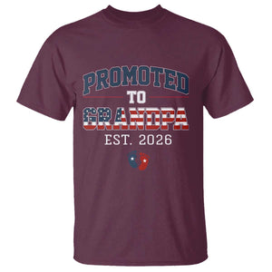 Patriotic Promoted To Grandpa Est 2026 T Shirt US Flag New Father Gift TS12 Maroon Print Your Wear