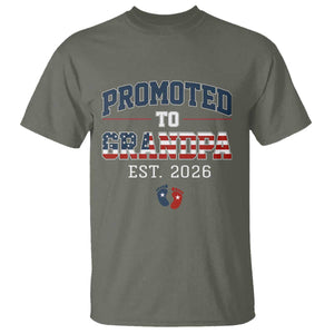 Patriotic Promoted To Grandpa Est 2026 T Shirt US Flag New Father Gift TS12 Military Green Print Your Wear