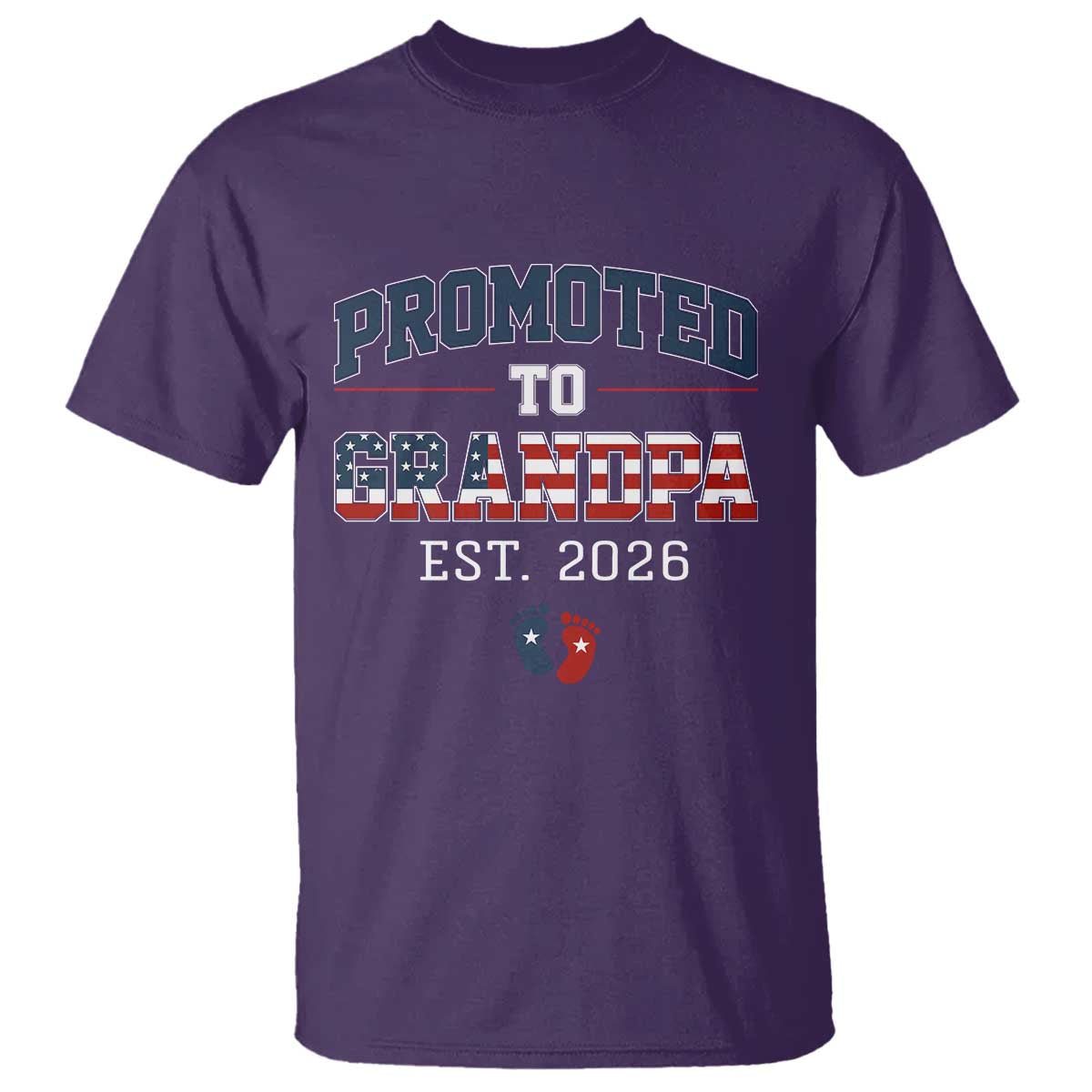 Patriotic Promoted To Grandpa Est 2026 T Shirt US Flag New Father Gift TS12 Purple Print Your Wear
