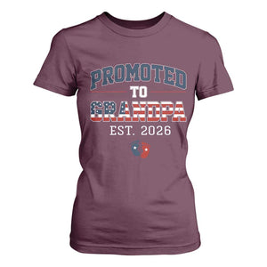 Patriotic Promoted To Grandpa Est 2026 T Shirt For Women US Flag New Father Gift TS12 Maroon Print Your Wear