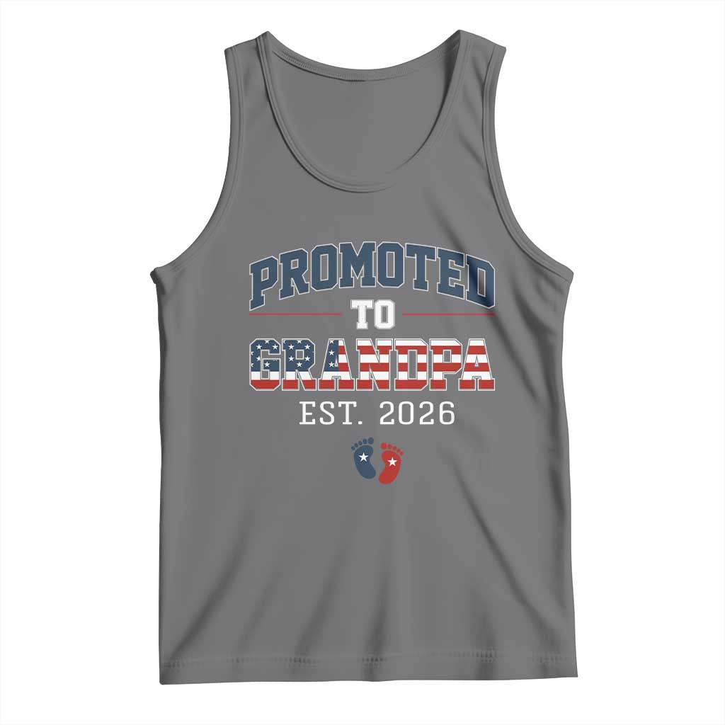 Patriotic Promoted To Grandpa Est 2026 Tank Top US Flag New Father Gift