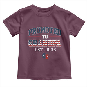 Patriotic Promoted To Grandpa Est 2026 Toddler T Shirt US Flag New Father Gift TS12 Maroon Print Your Wear