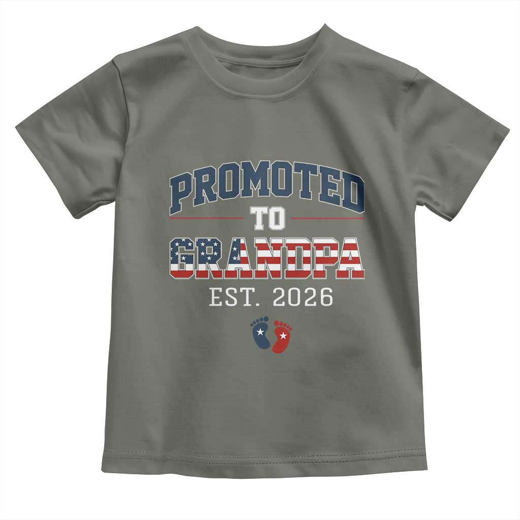 Patriotic Promoted To Grandpa Est 2026 Toddler T Shirt US Flag New Father Gift TS12 Military Green Print Your Wear