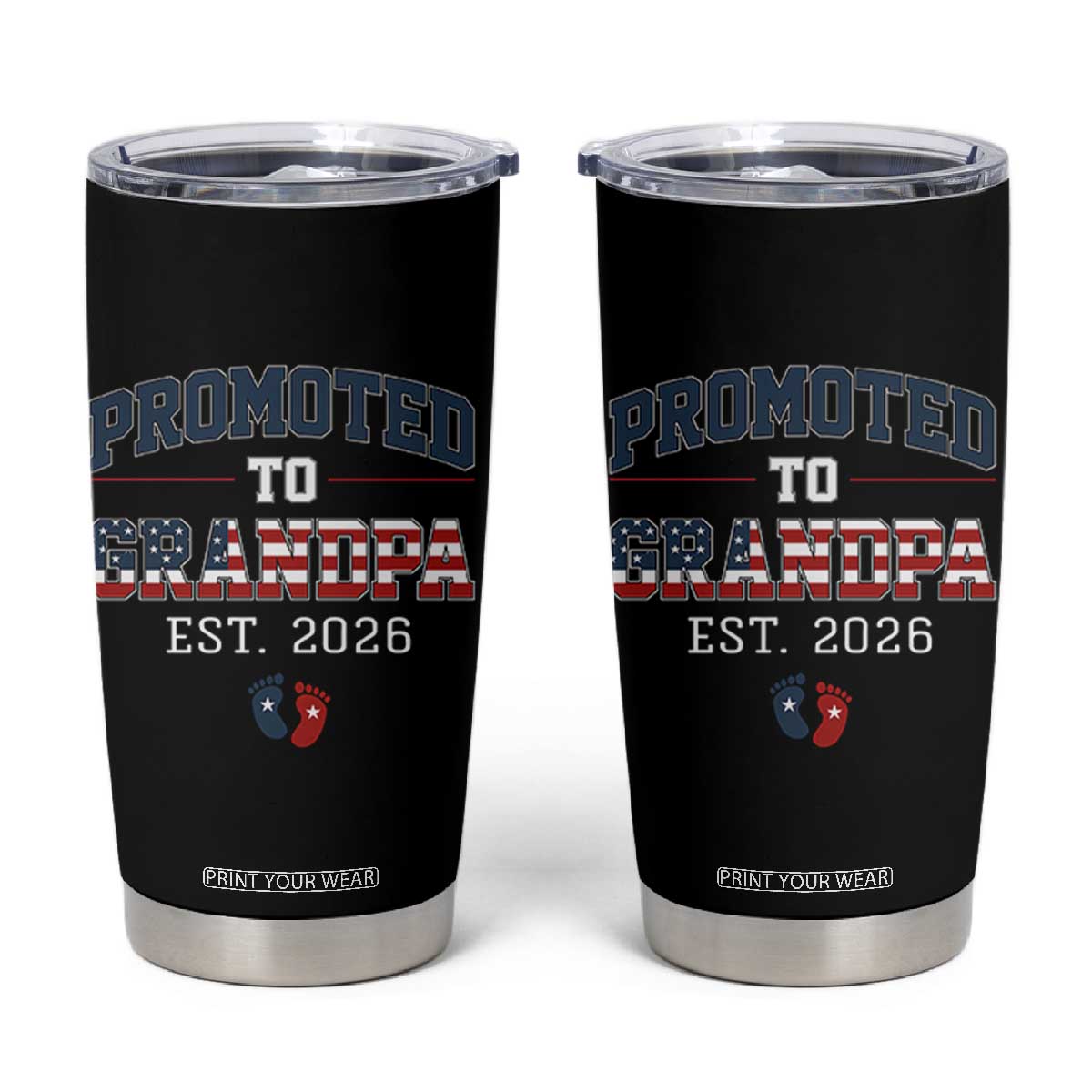 Patriotic Promoted To Grandpa Est 2026 Tumbler Cup US Flag New Father Gift TS12 Black Print Your Wear