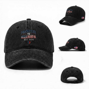 Patriotic Promoted To Grandpa Est 2026 Washed Cotton Baseball Cap US Flag New Father Gift TS12 Washed Cap Universal Fit Black Print Your Wear