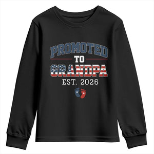 Patriotic Promoted To Grandpa Est 2026 Youth Sweatshirt US Flag New Father Gift TS12 Black Print Your Wear