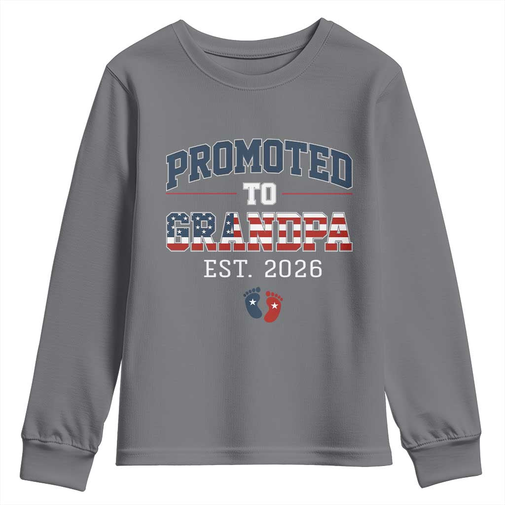 Patriotic Promoted To Grandpa Est 2026 Youth Sweatshirt US Flag New Father Gift TS12 Charcoal Print Your Wear
