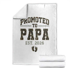 Promoted To Dad Est 2026 Camo Throw Blanket Hunting Style New Dad Gift Graphic