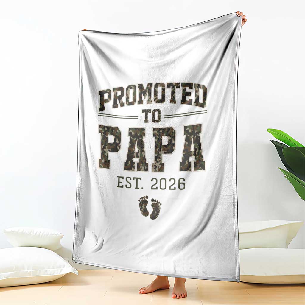 Promoted To Dad Est 2026 Camo Throw Blanket Hunting Style New Dad Gift Graphic