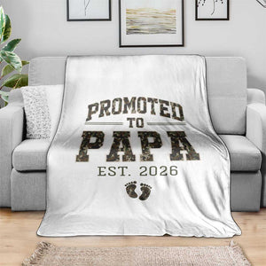 Promoted To Dad Est 2026 Camo Throw Blanket Hunting Style New Dad Gift Graphic