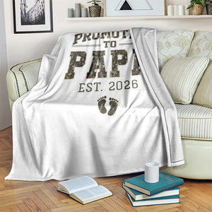 Promoted To Dad Est 2026 Camo Throw Blanket Hunting Style New Dad Gift Graphic