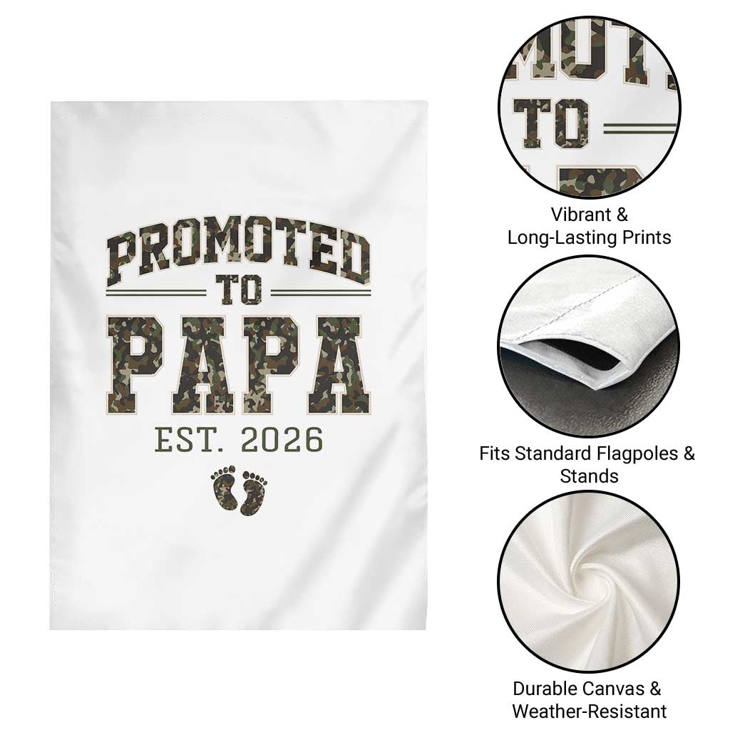 Promoted To Dad Est 2026 Camo Garden Flag Hunting Style New Dad Gift Graphic TS12 Print Your Wear