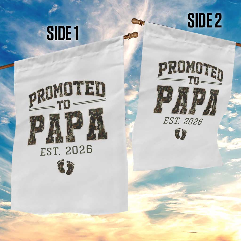 Promoted To Dad Est 2026 Camo Garden Flag Hunting Style New Dad Gift Graphic TS12 Print Your Wear