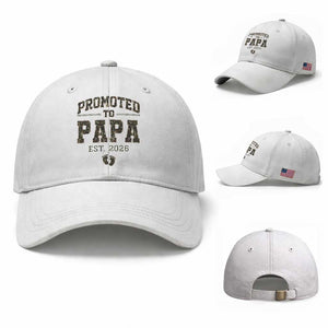 Promoted To Dad Est 2026 Camo Baseball Cap Hunting Style New Dad Gift Graphic TS12 Baseball Cap Universal Fit White Print Your Wear