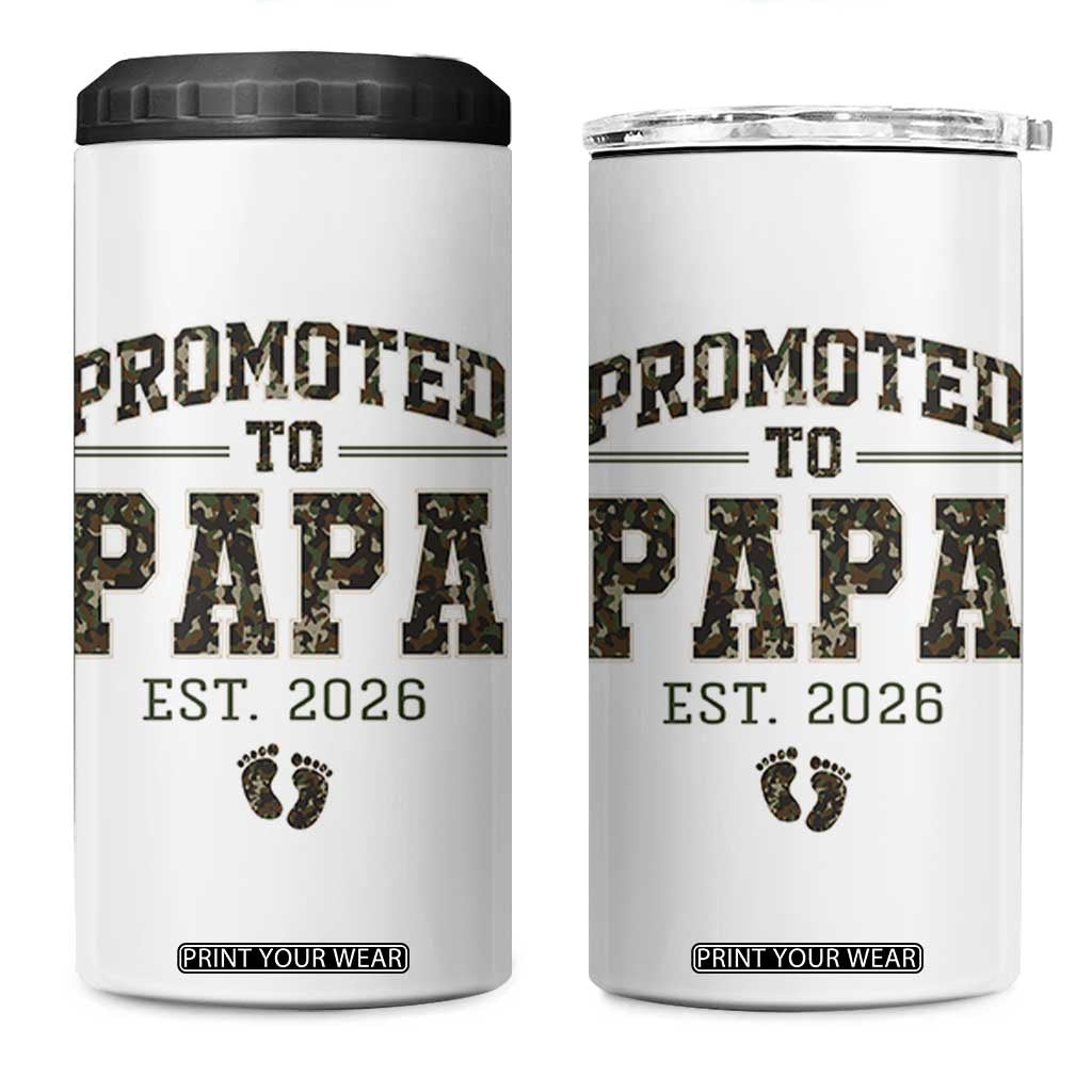 Promoted To Dad Est 2026 Camo 4 in 1 Can Cooler Tumbler Hunting Style New Dad Gift Graphic TS12 One Size: 16 oz White Print Your Wear