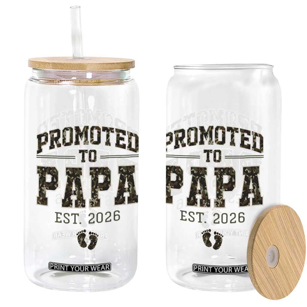 Promoted To Dad Est 2026 Camo Glass Can Hunting Style New Dad Gift Graphic
