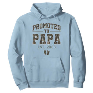 Promoted To Dad Est 2026 Camo Hoodie Hunting Style New Dad Gift Graphic TS12 Light Blue Print Your Wear