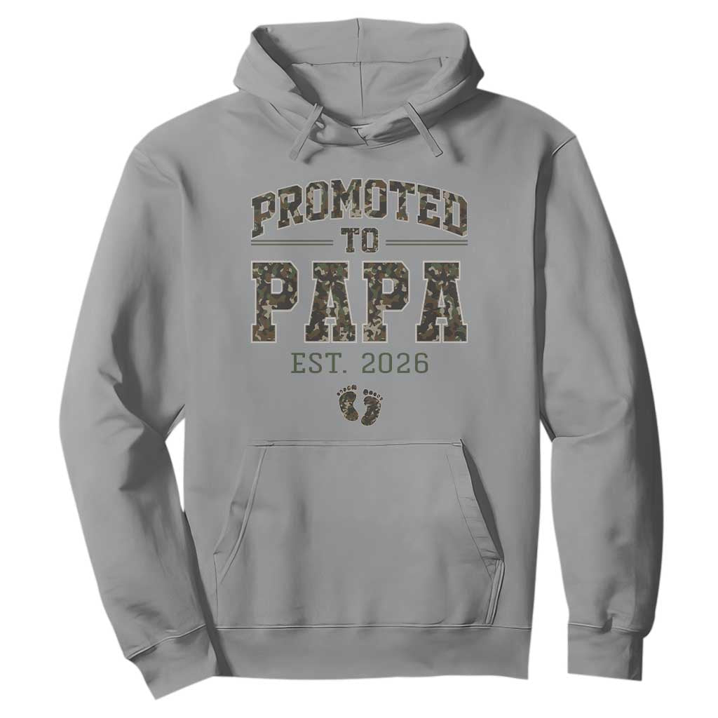 Promoted To Dad Est 2026 Camo Hoodie Hunting Style New Dad Gift Graphic TS12 Sport Gray Print Your Wear