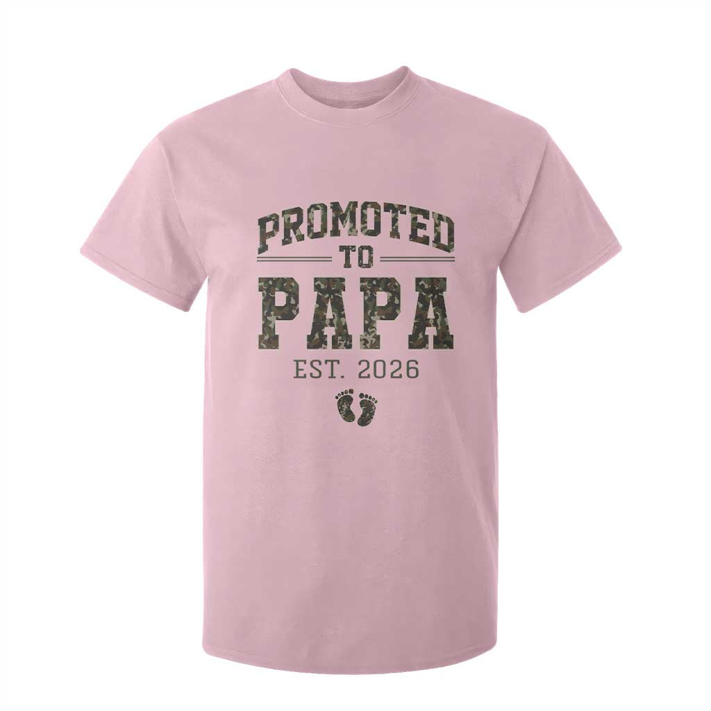 Promoted To Dad Est 2026 Camo T Shirt For Kid Hunting Style New Dad Gift Graphic TS12 Light Pink Print Your Wear