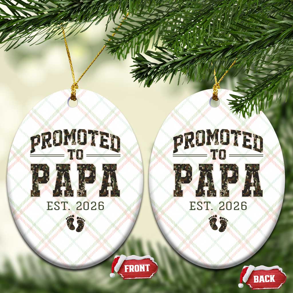 Promoted To Dad Est 2026 Camo Ceramic Ornament Hunting Style New Dad Gift Graphic TS12 Print Your Wear