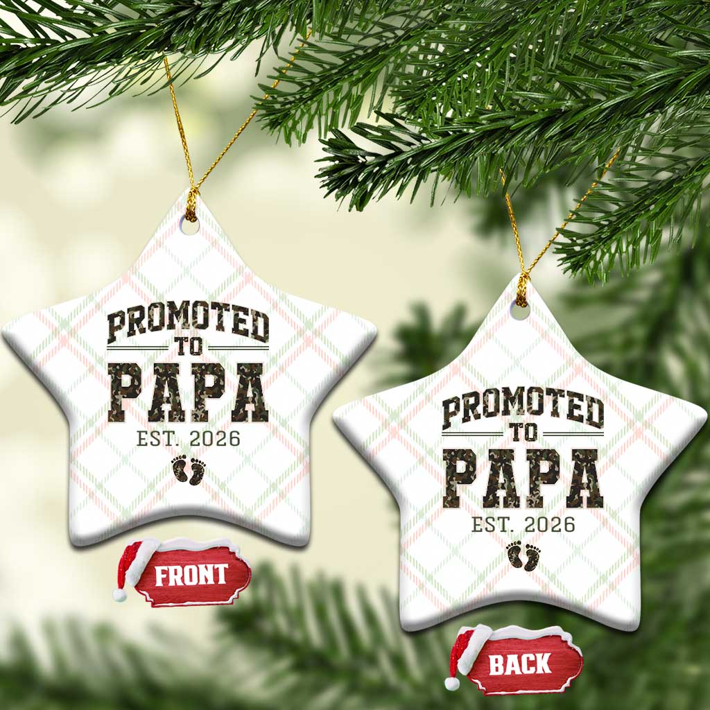 Promoted To Dad Est 2026 Camo Ceramic Ornament Hunting Style New Dad Gift Graphic TS12 Print Your Wear