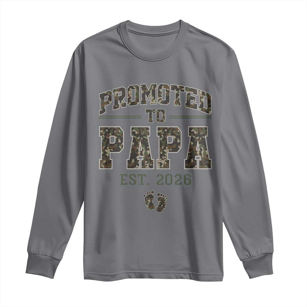 Promoted To Dad Est 2026 Camo Long Sleeve Shirt Hunting Style New Dad Gift Graphic