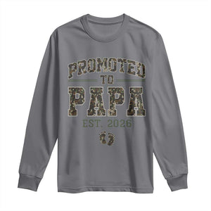 Promoted To Dad Est 2026 Camo Long Sleeve Shirt Hunting Style New Dad Gift Graphic