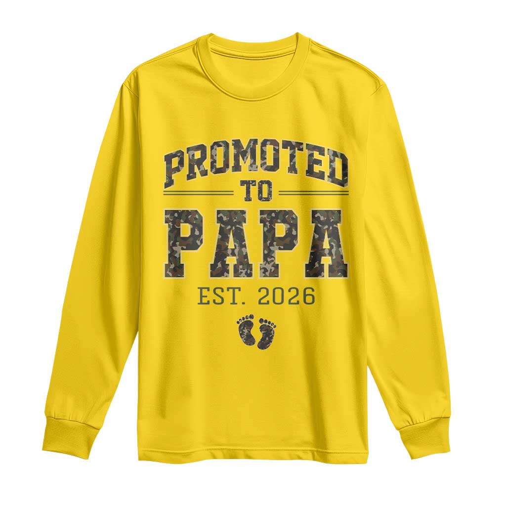Promoted To Dad Est 2026 Camo Long Sleeve Shirt Hunting Style New Dad Gift Graphic