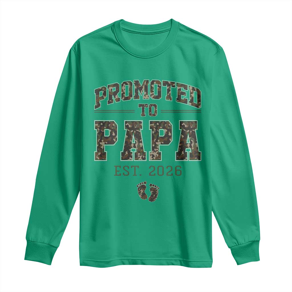 Promoted To Dad Est 2026 Camo Long Sleeve Shirt Hunting Style New Dad Gift Graphic