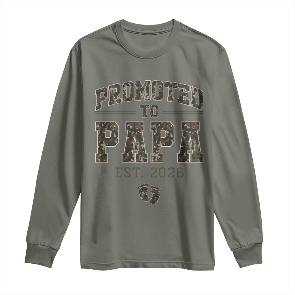 Promoted To Dad Est 2026 Camo Long Sleeve Shirt Hunting Style New Dad Gift Graphic