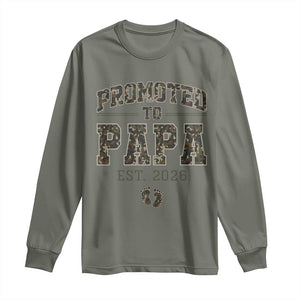 Promoted To Dad Est 2026 Camo Long Sleeve Shirt Hunting Style New Dad Gift Graphic