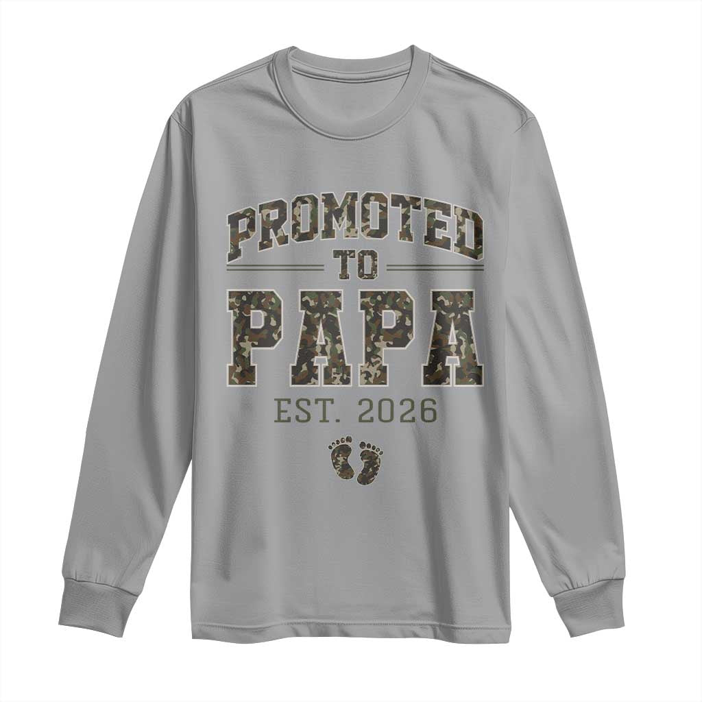 Promoted To Dad Est 2026 Camo Long Sleeve Shirt Hunting Style New Dad Gift Graphic